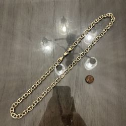 Solid 10k Two-Tone Gold Gucci Mariner Link Chain Necklace 28” Length 12mm Wide
