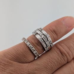925💍Sterling Silver CZ Ring Set – Size 6💎 (Stackable Diamond Look)