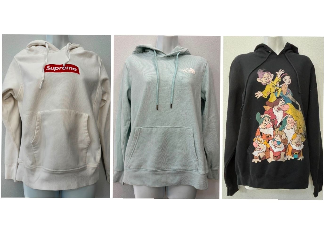 lot of 3 hoodie sweatshirts supreme north face disney - adult S / M