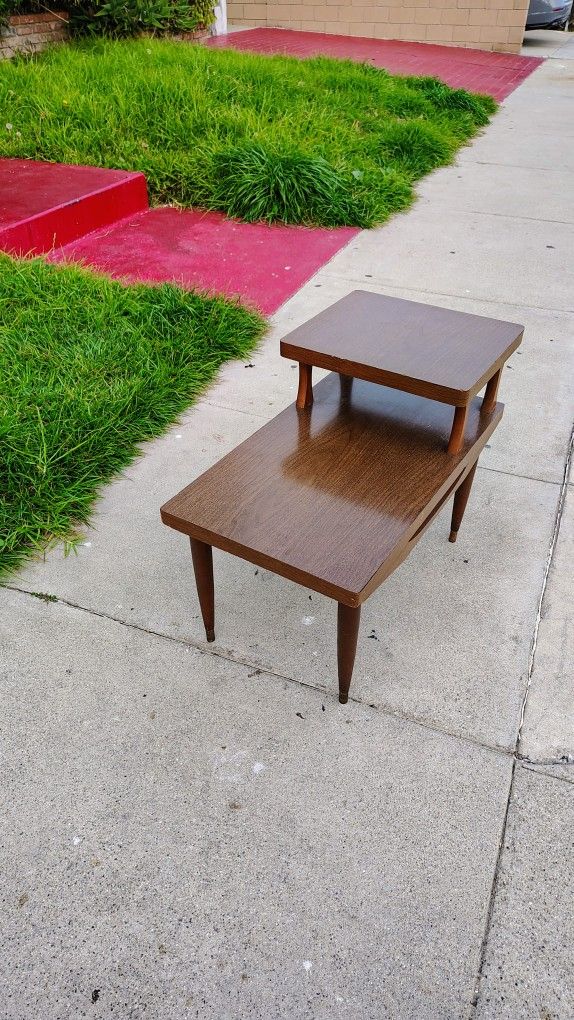 Mid Century Modern Laminate Two Tier End Table