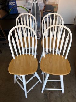 4 Wood Swivel Chairs