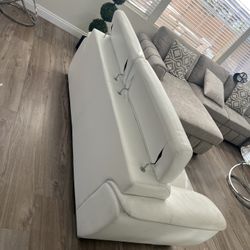 White Leather Sofa 