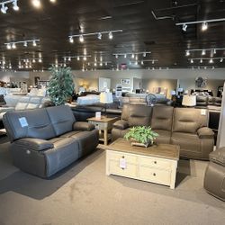 Grey Power Reclining Couch And Loveseat-