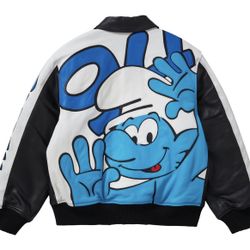 Supreme®/Smurfs™ Leather Varsity Jacket- Medium Size - Brand New