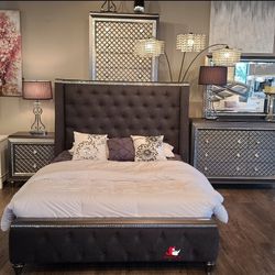 Brand New! 7pc Queen/king Bedroom Set😍/ Take It home with Only $39down/ Hablamos Español Y Ofrecemos Financiamiento 🙋🏻‍♂️ 
