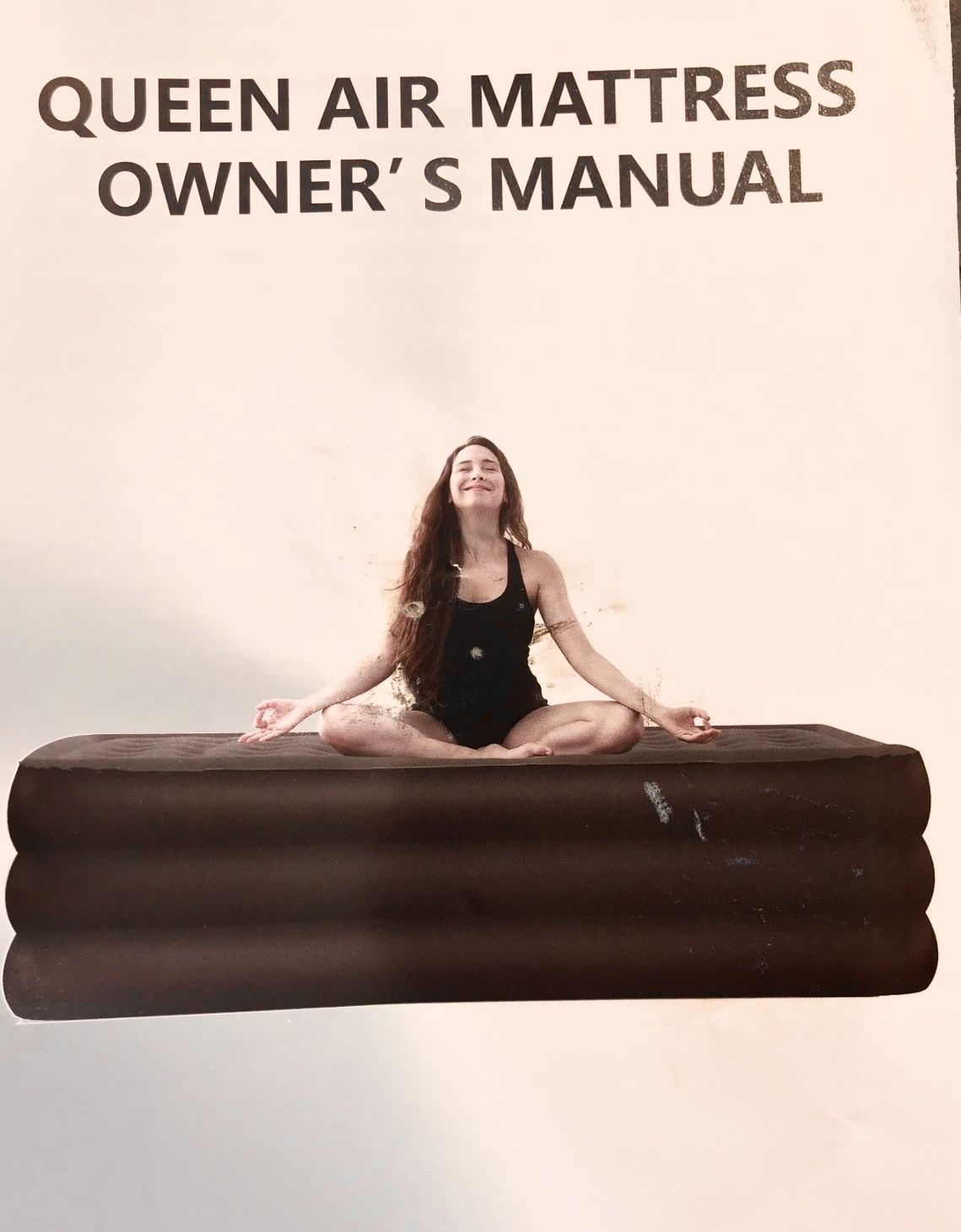 Queen Inflatable camping Bed Air Mattress black - Automatic air pump