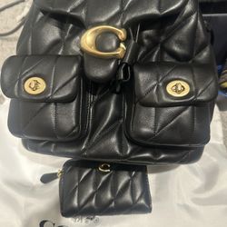 Black Coach Backpack With Wallet