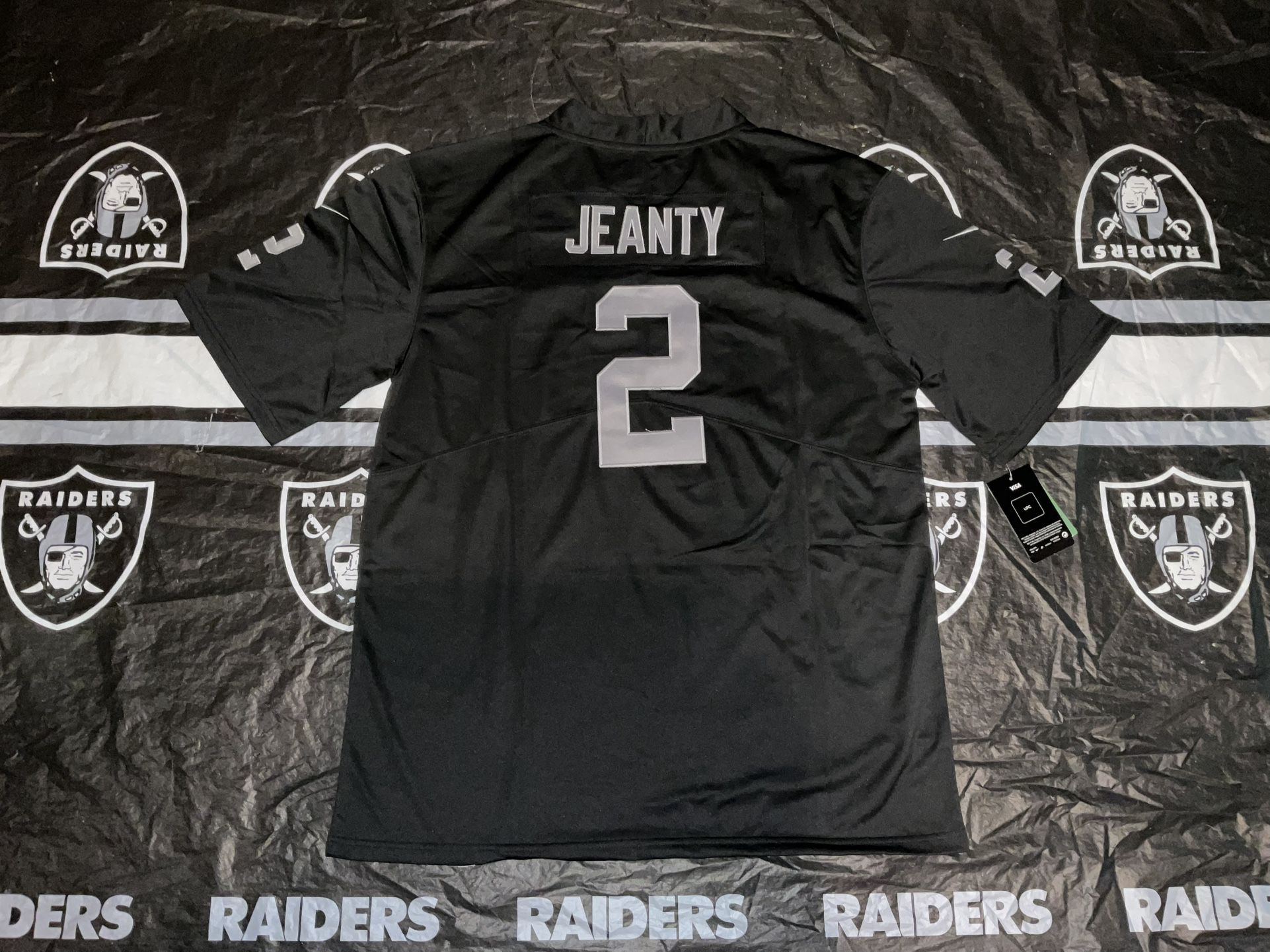 Ashton Jeanty #2 Las Vegas Raiders Black Home Jersey Sewn Stitched Adult Mens Large New With Tags