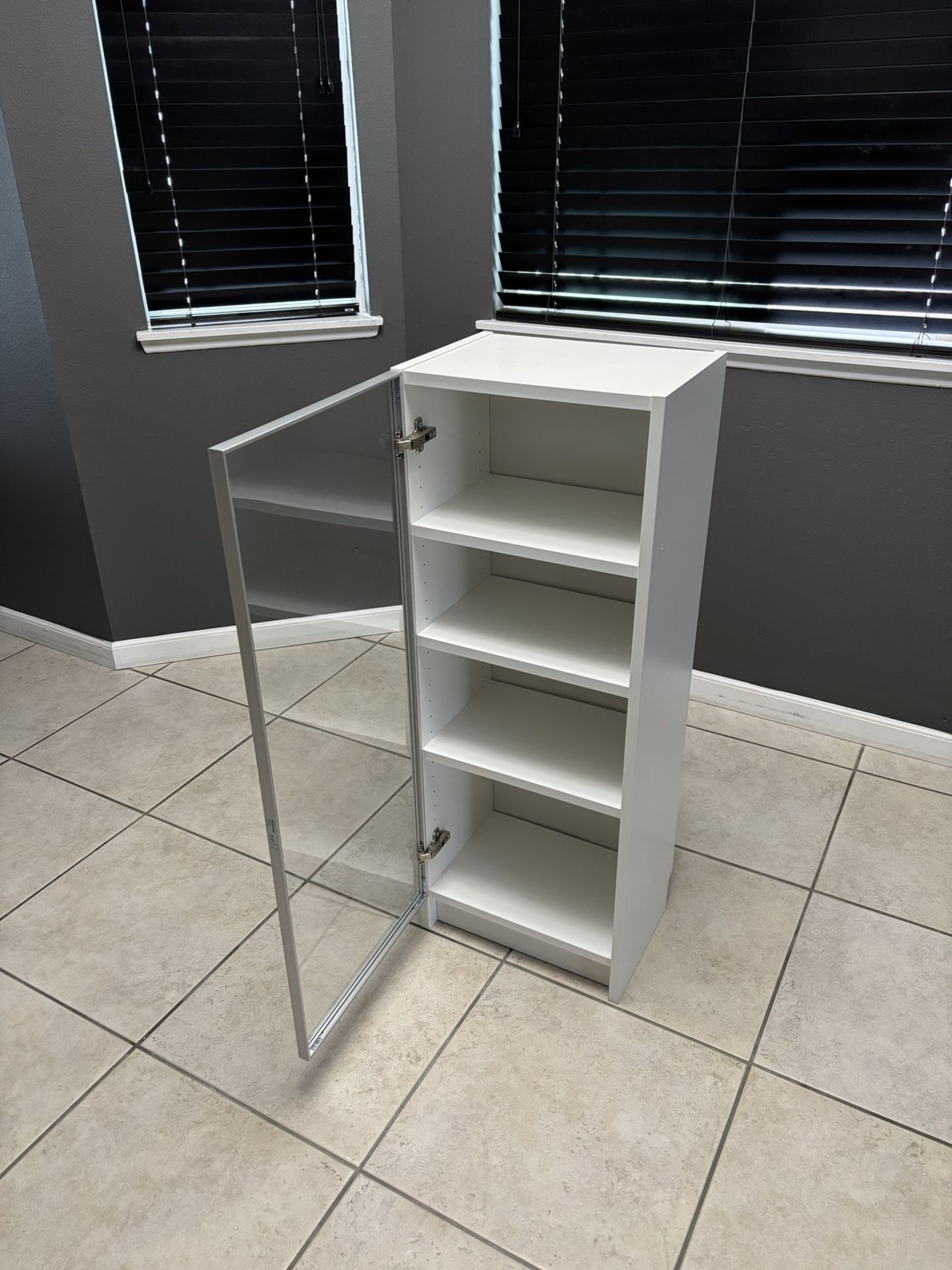 White Book Case with Glass Doors
