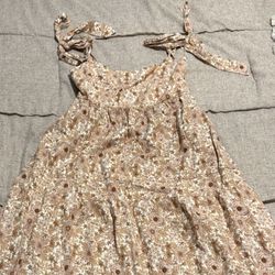 House of Harlow 1960 Floral Print Linen Blend Maxi Dress Bow Tie Shoulder 