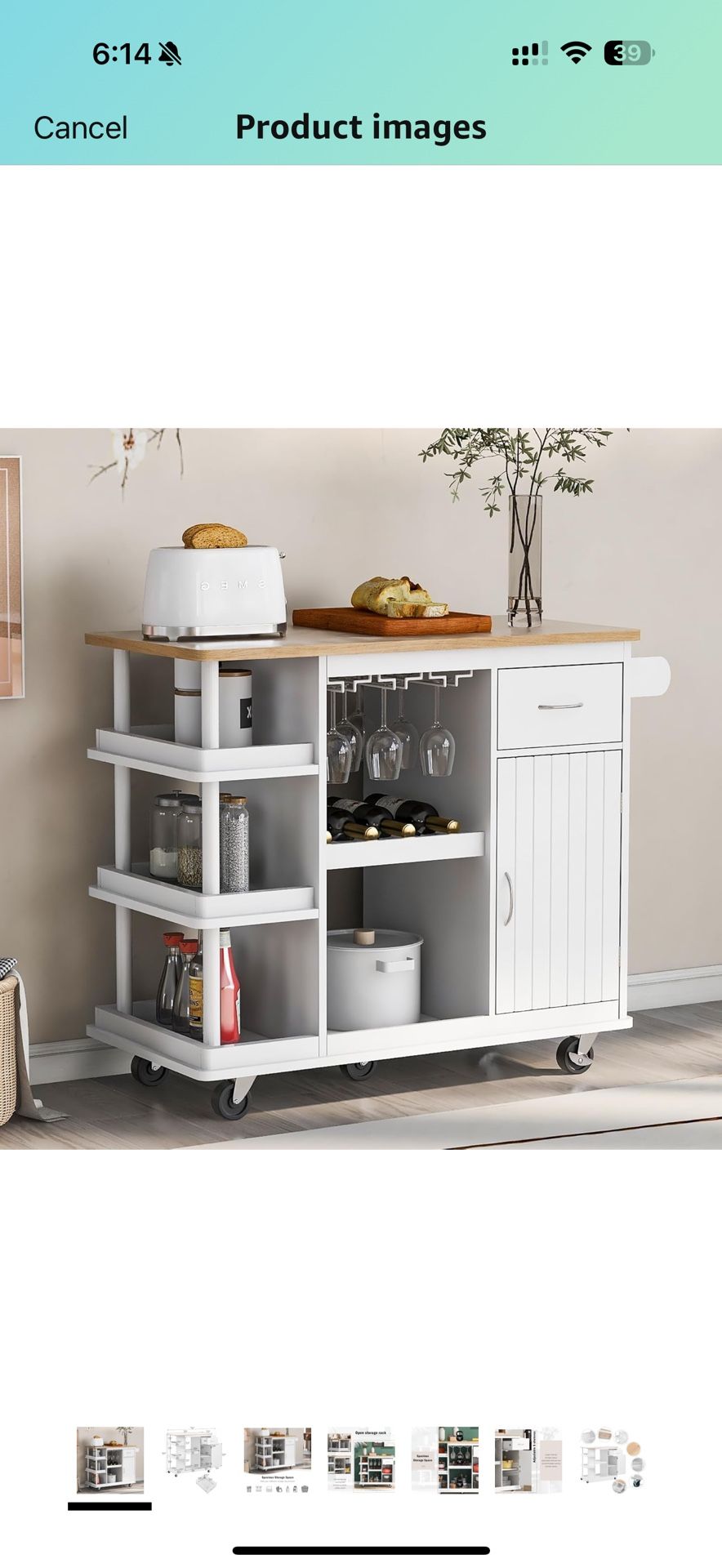 Kitchen Cart Cabinet with Side Storage Shelves (New) WF305554AAW