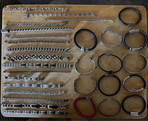 Men’s Stainless Steel and Leather Bracelets