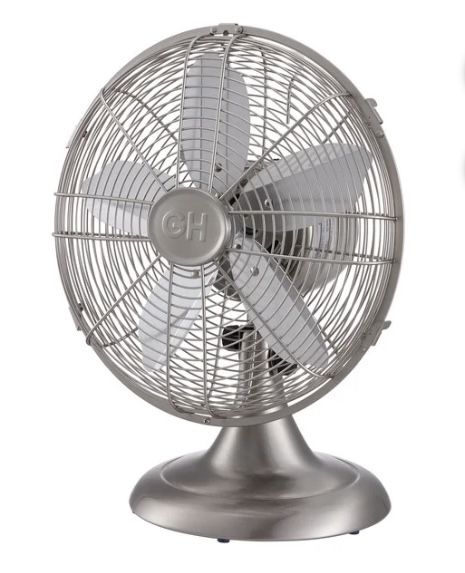 Good Housekeeping 3-Speed Oscillating Desk Fan, Brushed Nickle