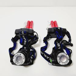 2pcs USB Rechargeable Headlight Tactical LED Headlamp Power Head Torch Lamp