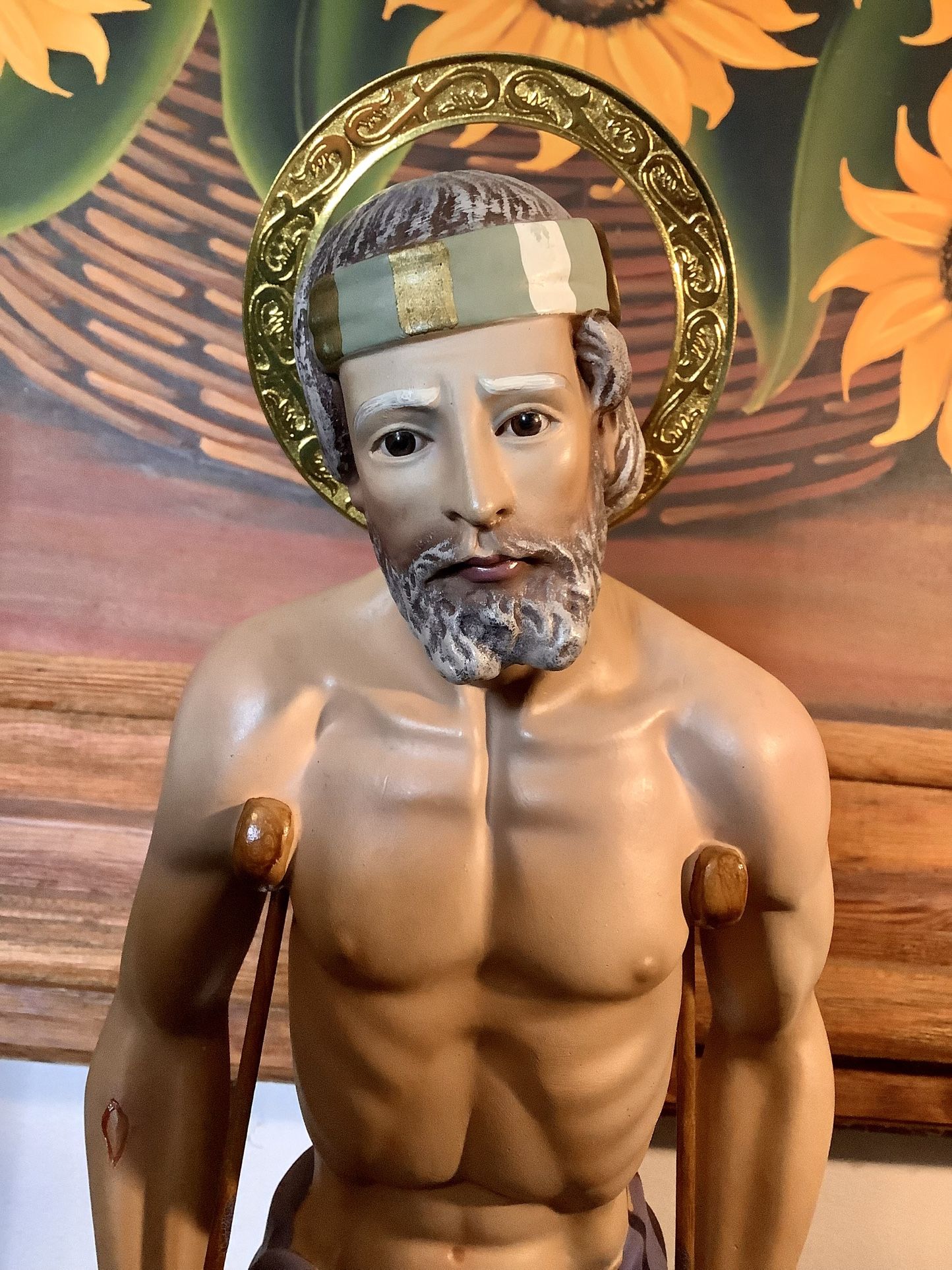 Large Vintage San Lazaro St. Lazarus Statue With Glass Eyes Healer Of The Sick