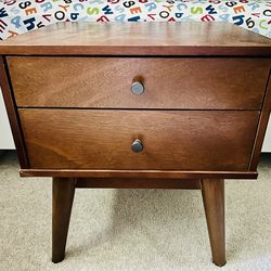 Mid Century Modern Nightstand with 2 Drawers
