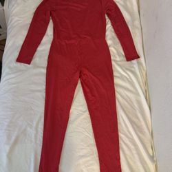 Womens Red Spandex Jumpsuit Costume Size Large