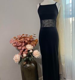 Black Maxi Dress with Sheer Lace Waist