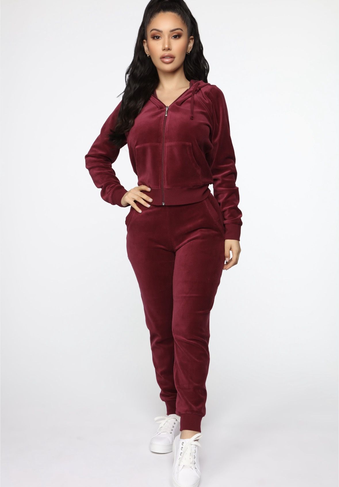 Fashion Nova 2 Piece Velour Set Size Medium NEW WITH TAGS
