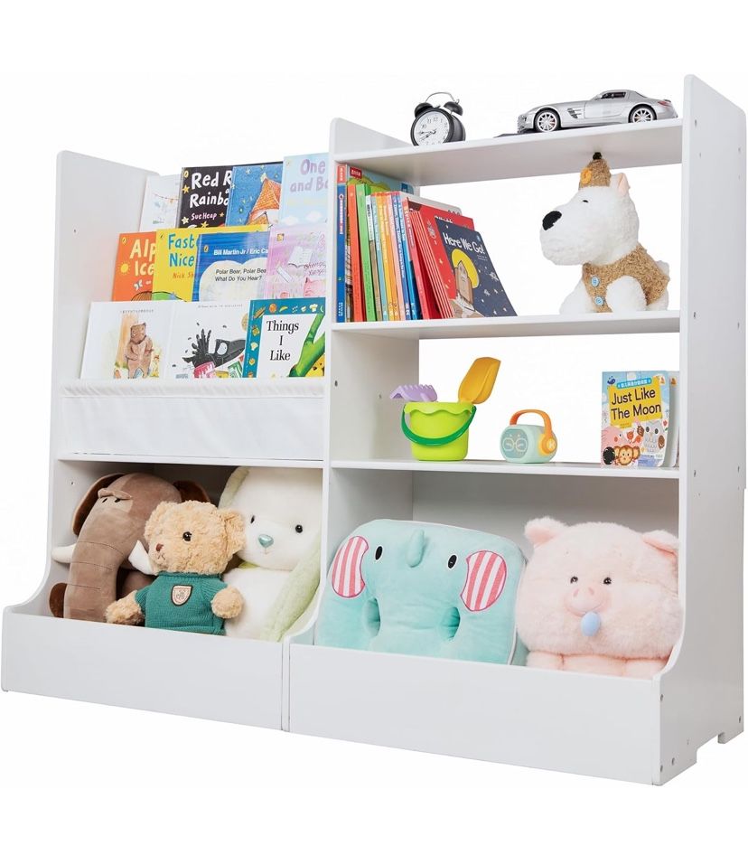 New 48” kids bookshelf and toy storage white $75 