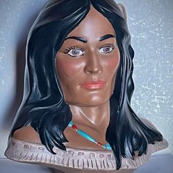 Native American Woman, Vintage Provincial Ceramics Hand-painted Bust #81, Artist Signed
