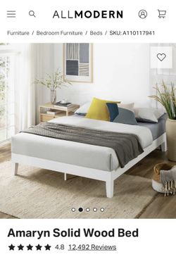 All Modern - White Solid Wood Bed Frame (Queen)
