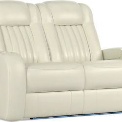 Cenova Ivory Leather Love Seat Couch