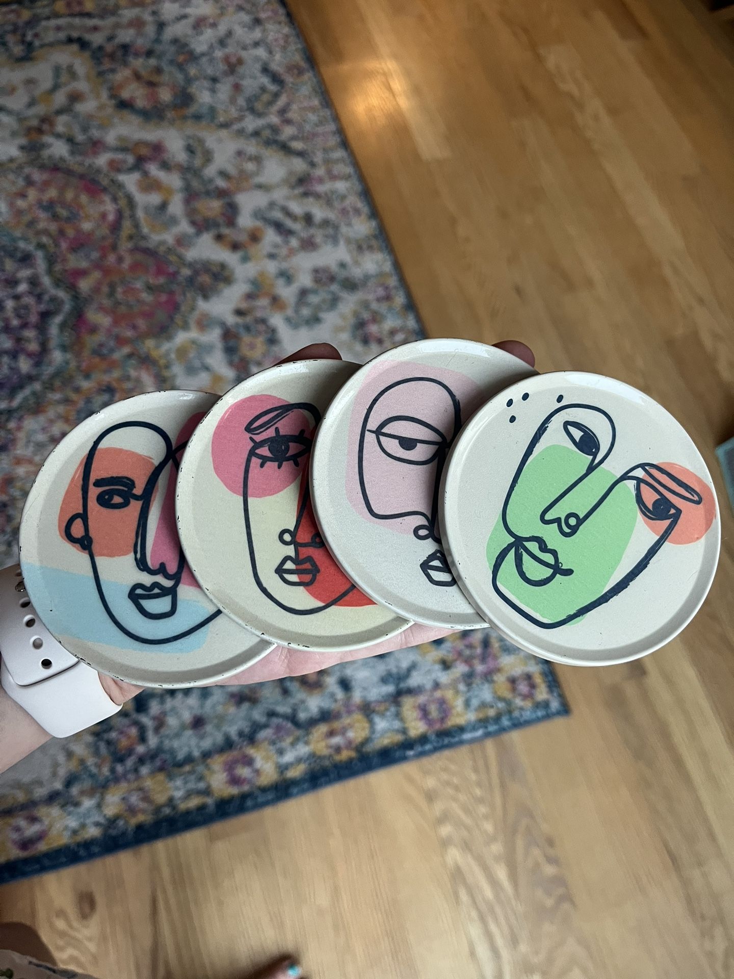 Fun, Funky Abstract Face Coasters (Set of Four)