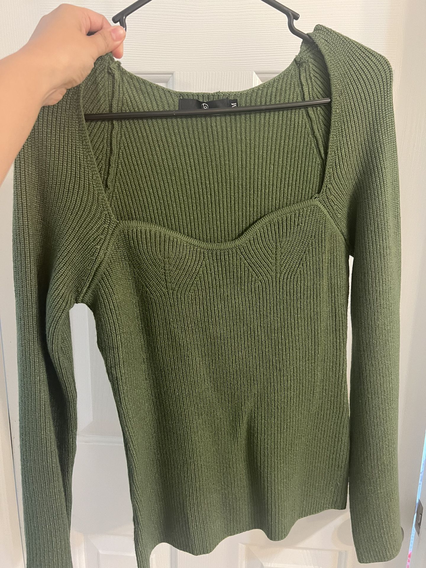 Green Knit Long Sleeve Shirt 