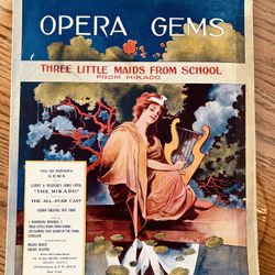 1910 Large Format Antique Sheet Music - Three Little Maids From School #011823A2