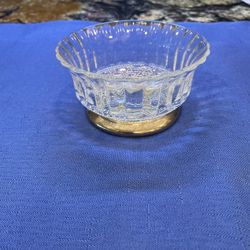 Vintage Footed Pressed Glass Bowl With Silver Plate Pedestal 