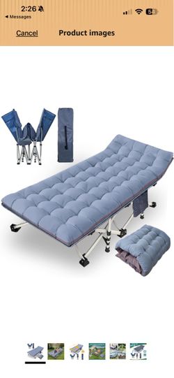 79" L x 32" W x 18" H, Cots for Camping, Folding Cot Sleeping Bed, Heavy Duty with Carry Bag for Home, Office, Beach & Travel