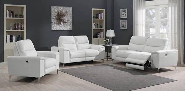 Top Grain White Leather Power Reclining Sofa! Lowest Prices Ever!