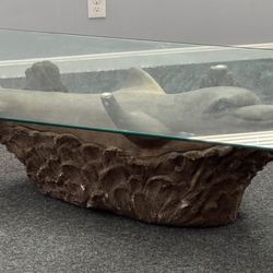 Vintage Dolphin Statue Coffee Table