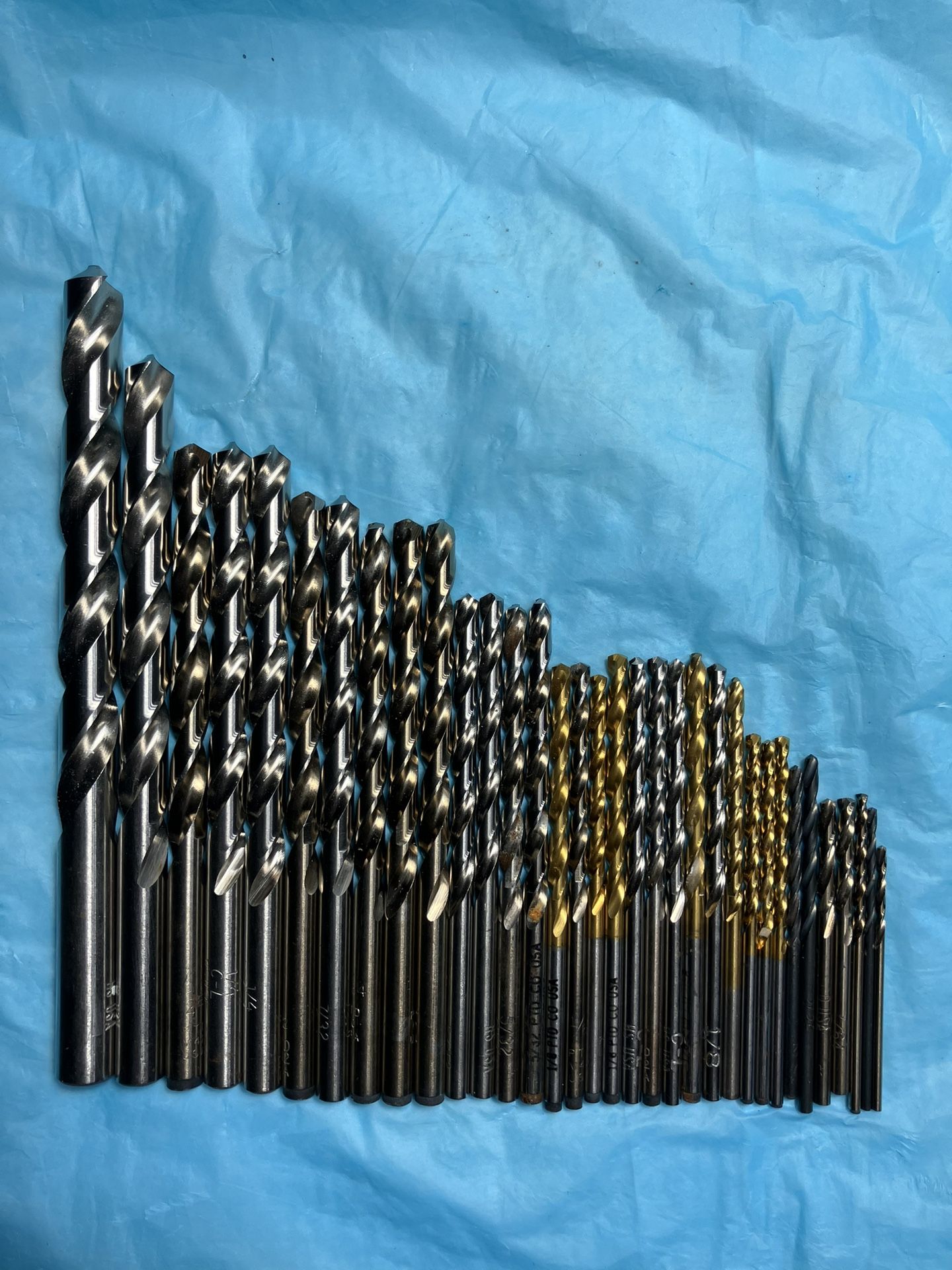 33 New Drill Bits Fro 3/8” to 1/16” Made In USA