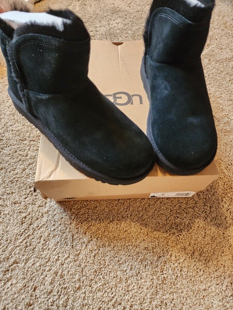 New Women Ugg Short Boots Bootie 8 Black 