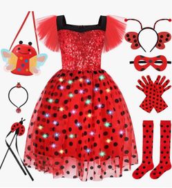 Girls Ladybug Halloween Costume Set with Accessories