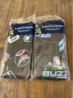 (2) Disney Lightyear Plastic Reusable Birthday Party Tablecloth 52” x 70”