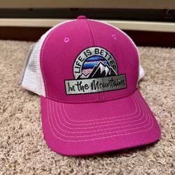 Life Is Better In The Mountains Pink Hat