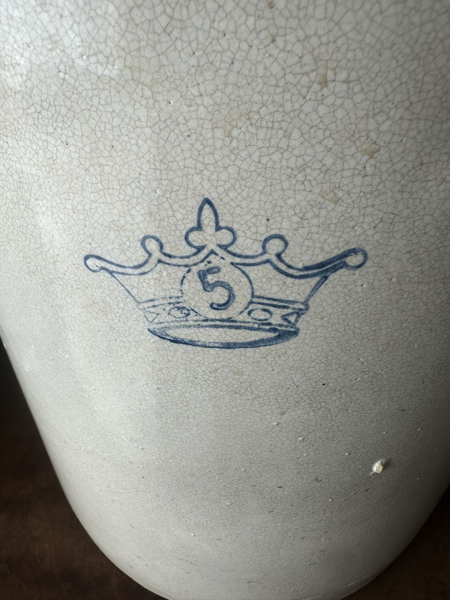 Antique 5 Gallon King Crown Crock