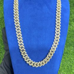 Huge 14k Yellow Gold Cuban With Diamonds