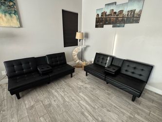 Black Faux Leather Futons
