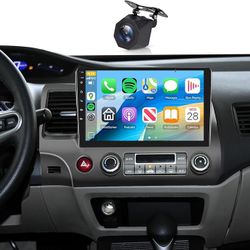 Car Stereo Radio Honda Civic 2006-2011, Wireless CarPlay Android Auto, Bluetooth, GPS, 10.1 Inch Touch Screen Head Units, WiFi, Backup Camera