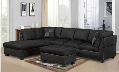 Brand New Black Sectional Sofa with Ottoman