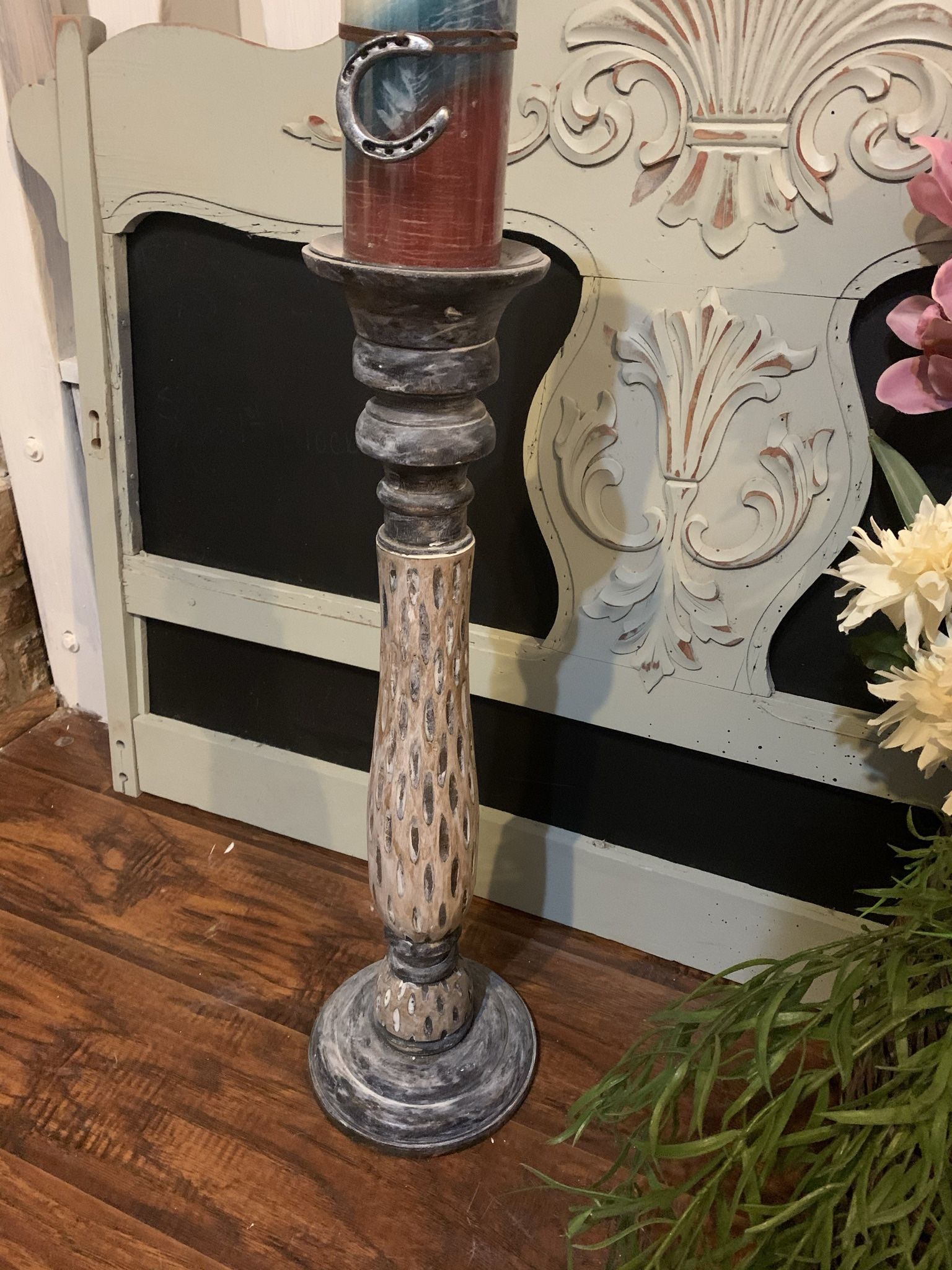 Large wooden candle stick