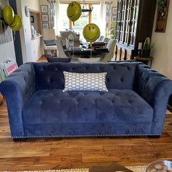 Small Blue Tufted Couch 