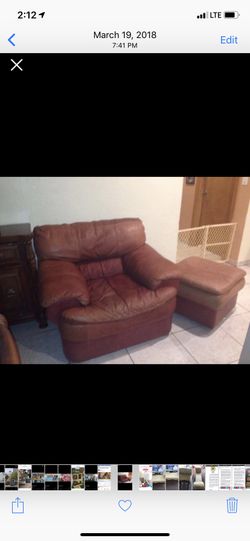 Leather ottoman and chair