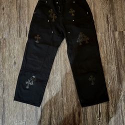 Black Chrome Heart Jeans