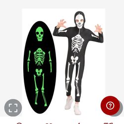 Lovefairy Halloween Skeleton Costume For Kids Size 10-12 For Halloween Glow In The Dark Scary Jumpsuit With Zipper Scary Bone Skull Bodysuit For Kids