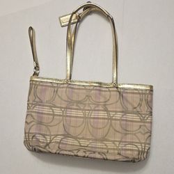 Coach HAND BAG (PURPLE/GOLD/TAN)